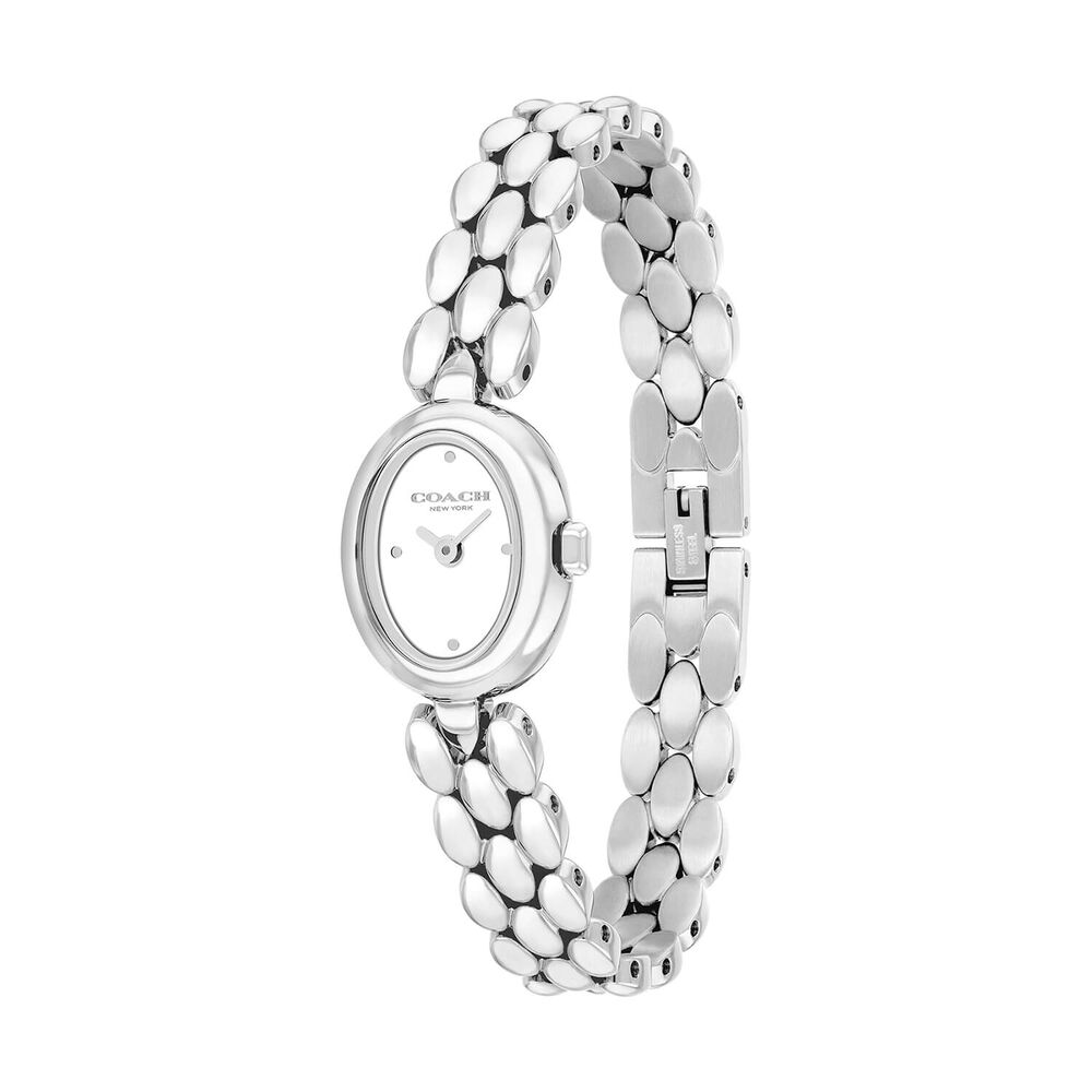 Coach Sammy 18x22.5mm White Dial Steel Bracelet Watch