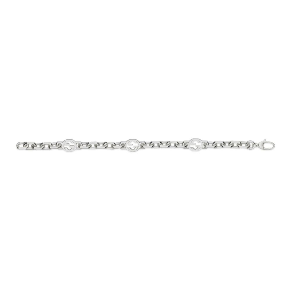 Gucci Interlocking Small Sterling Silver Bracelet  (Size L, 7")