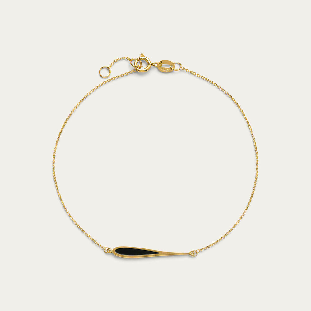 9ct Yellow Gold Black Enamel Teardrop Bracelet