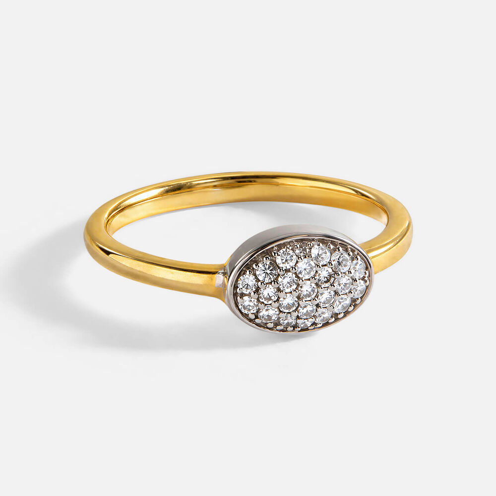 9ct Yellow Gold 0.15ct Bezel Set Oval Pave Diamond Ring