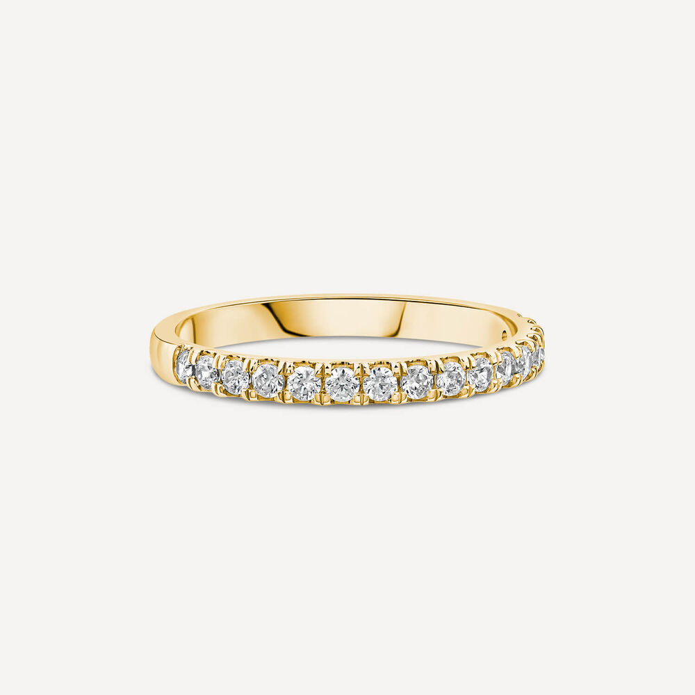9ct Yellow Gold 2mm 0.25ct Diamond Split Claw Wedding Ring- (Special Order) image number 2