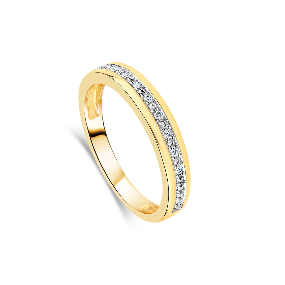 9ct Yellow Gold Illusion 0.04ct Wedding Ring image number 0