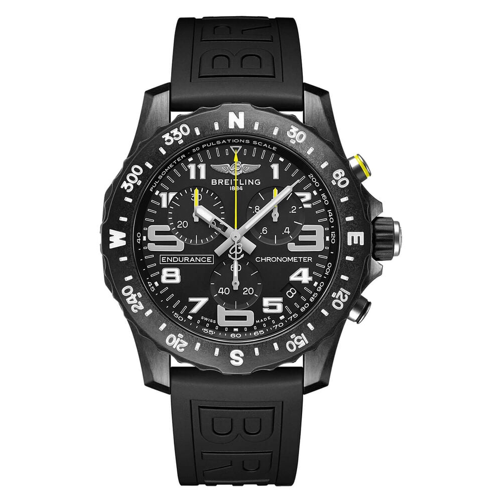 Breitling Endurance Pro 44mm Black Dial Yellow Detail Rubber Strap Watch image number 0