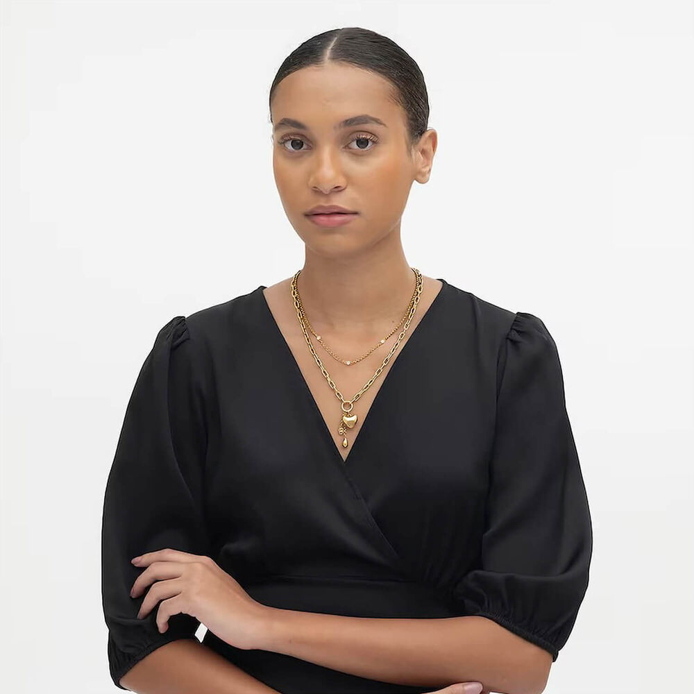 BOSS Amara Gold Tone Ion Plated Stainless Steel Crystal Necklace