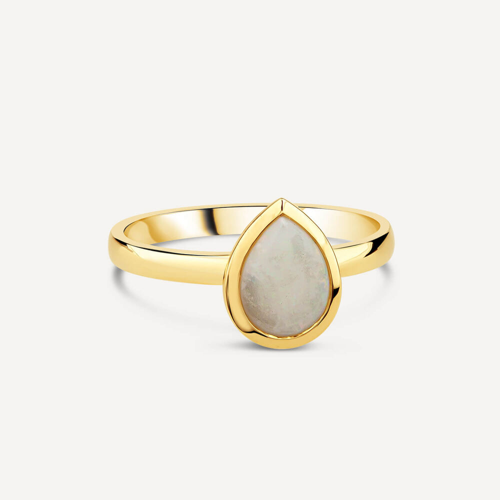 9ct Yellow Gold Teardrop Opal Gold Frame Ring image number 2