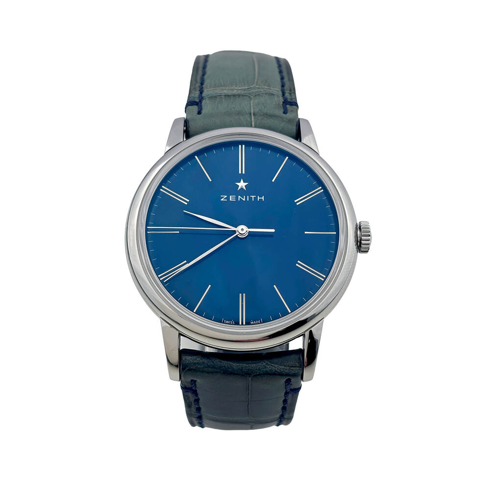 Pre-Owned Zenith Elite Classic 39mm Blue Dial Leather Strap Watch