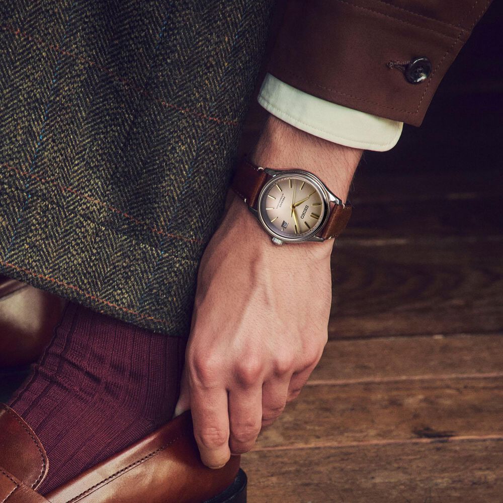 Seiko Presage Classic Limited Edition Shiracha 40mm Dial Brown Leather Strap Watch image number 7