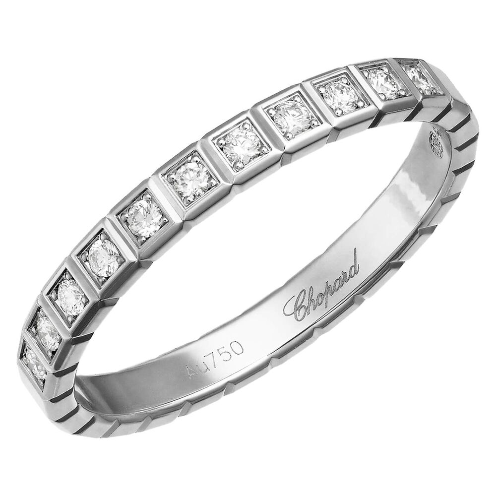 Chopard Ice Cube 18ct White Gold 0.11ct Half-Diamond Set Thin Band Ring image number 0