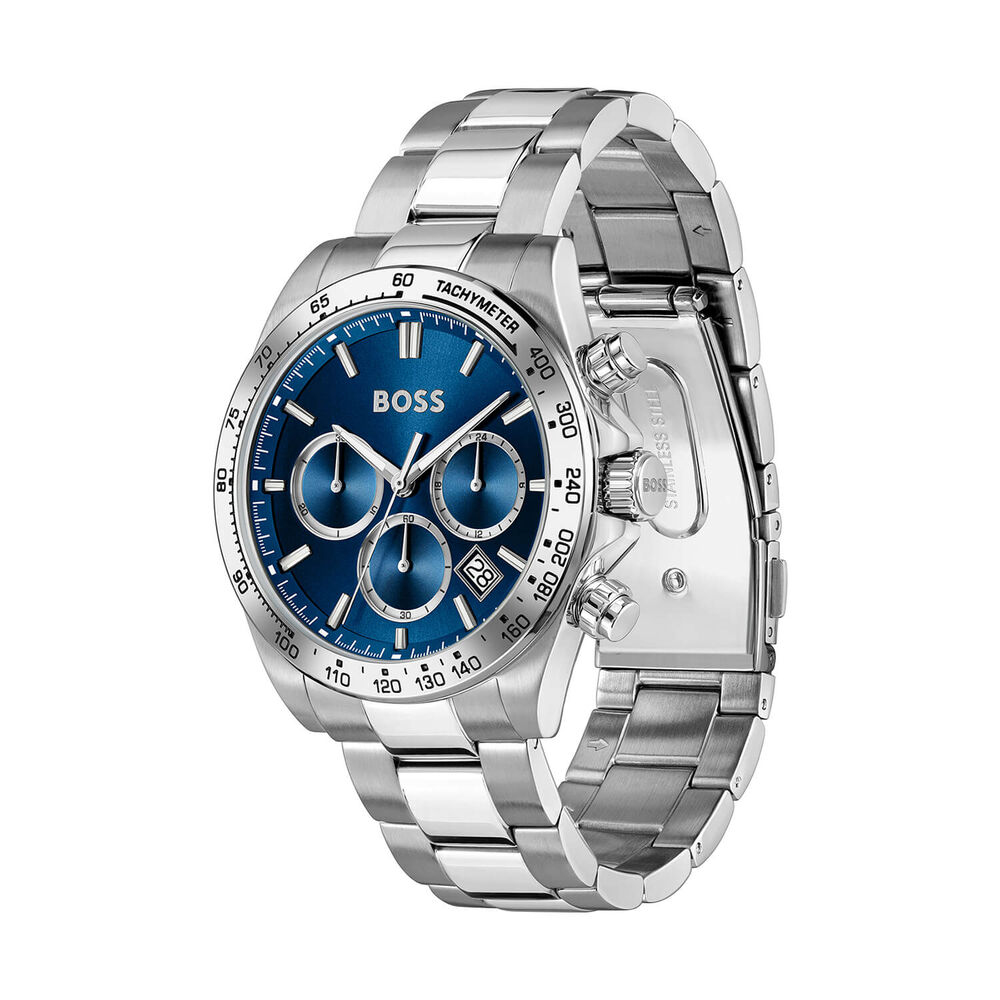 BOSS Hero 2.0 44mm Blue Dial Stainless Steel Bracelet Chronograph Watch image number 2