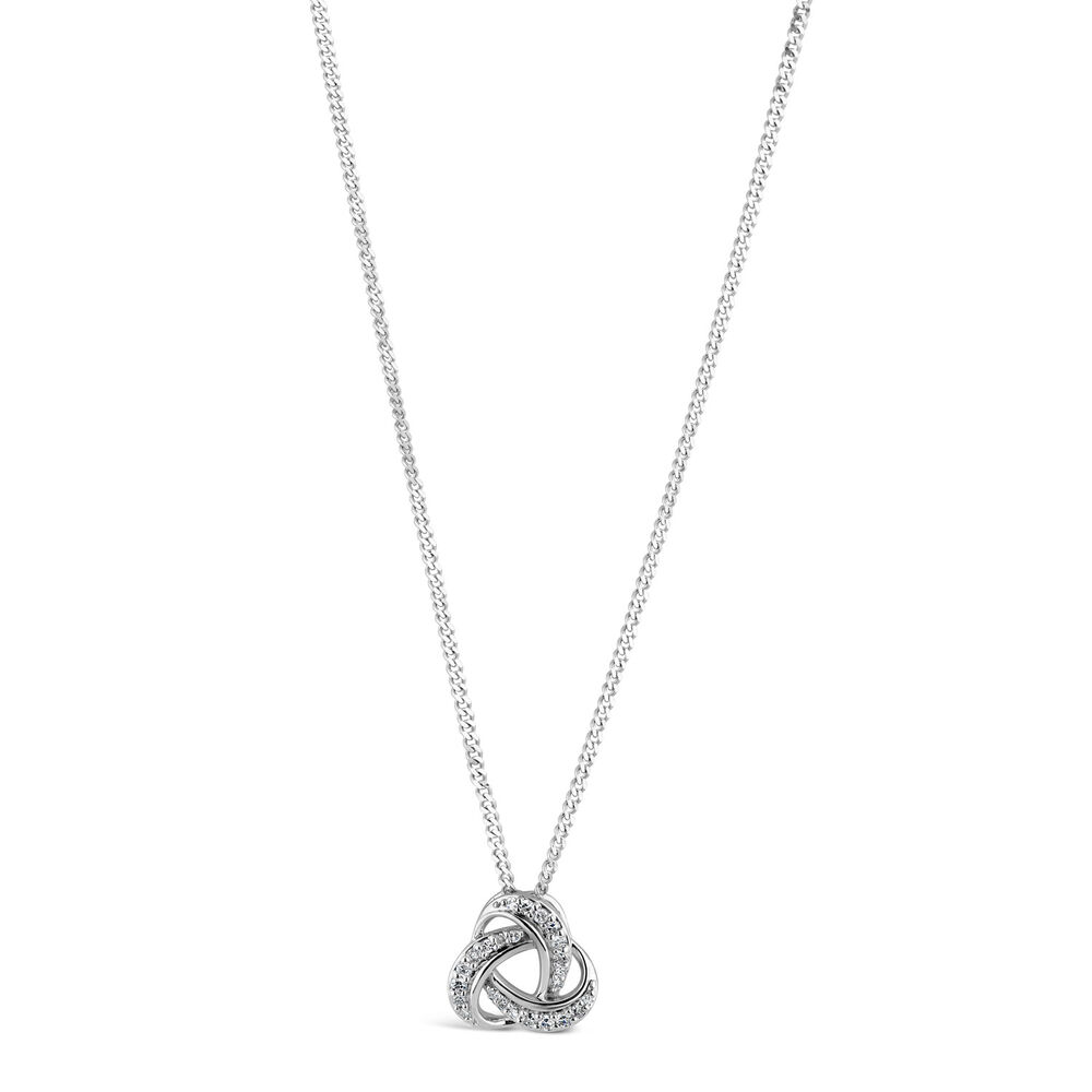 9ct White Gold 0.12ct Diamond Knot Pendant