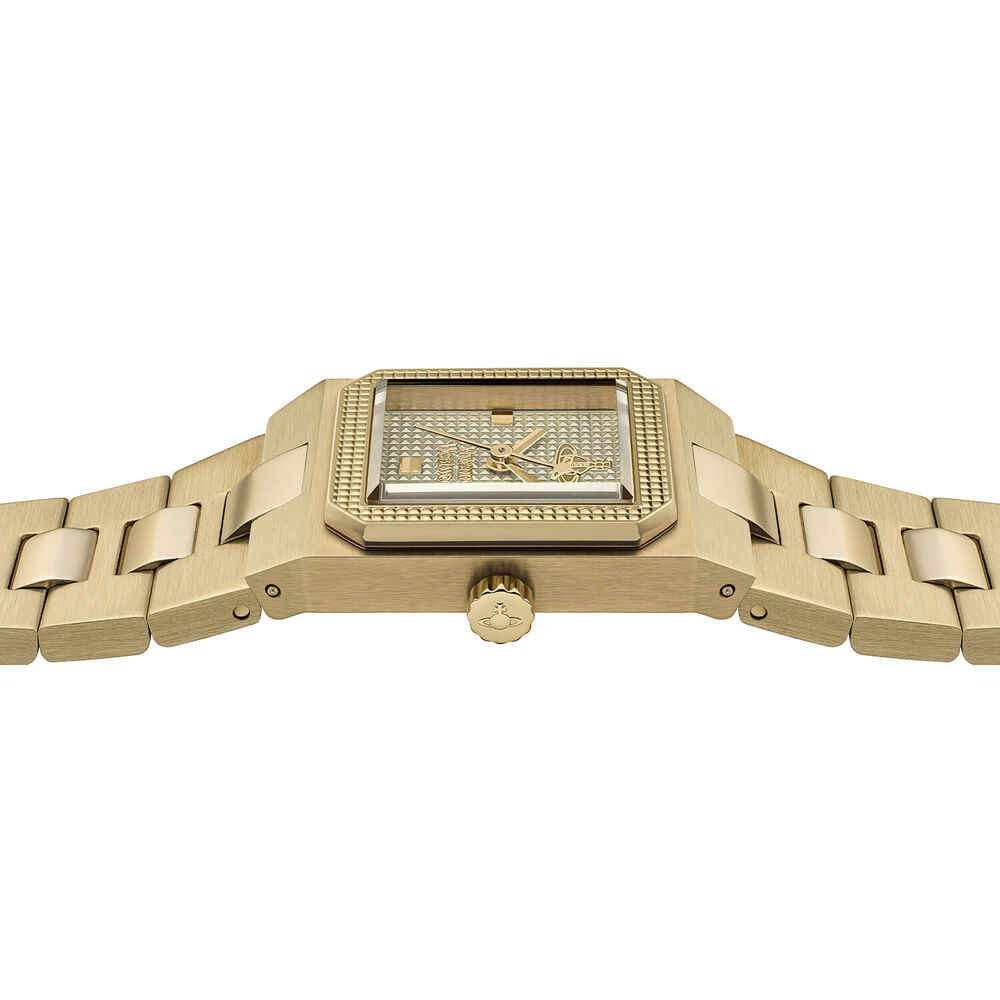 Vivienne Westwood The Brunswick 24mm Light Olive Dial Gold Steel Bracelet Watch image number 3