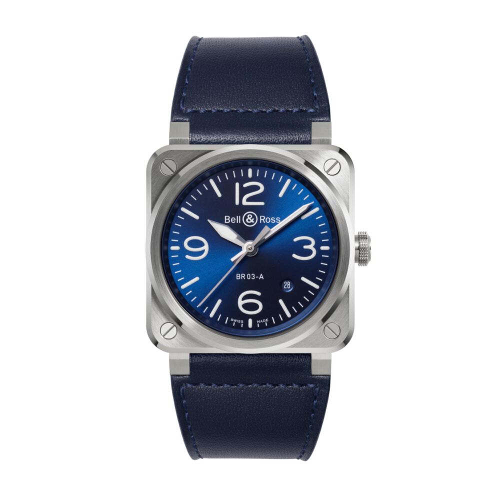 Bell & Ross BR-03 Auto 41mm Blue Dial Leather Strap Watch image number 0