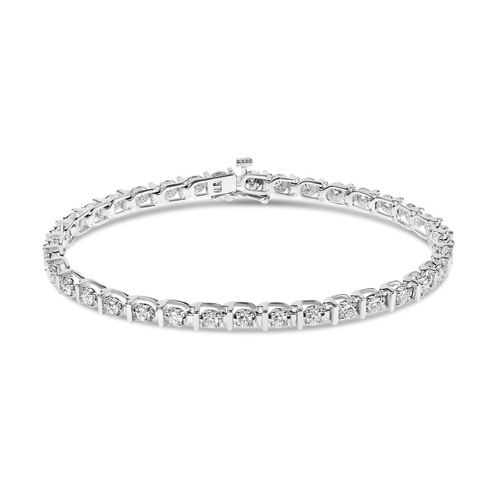 9ct white gold 2.00 carat tennis bracelet image number 3