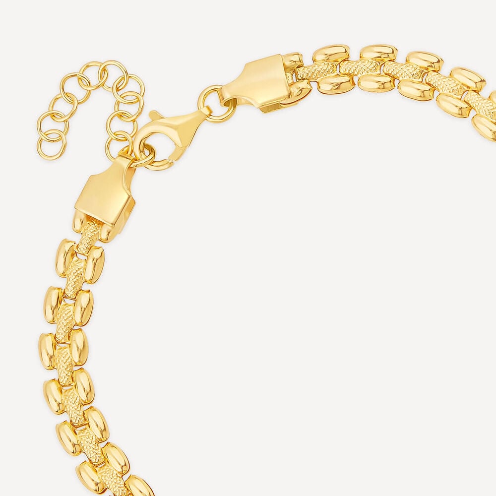 Yellow Gold Plated Sterling Silver Brick Link Bracelet