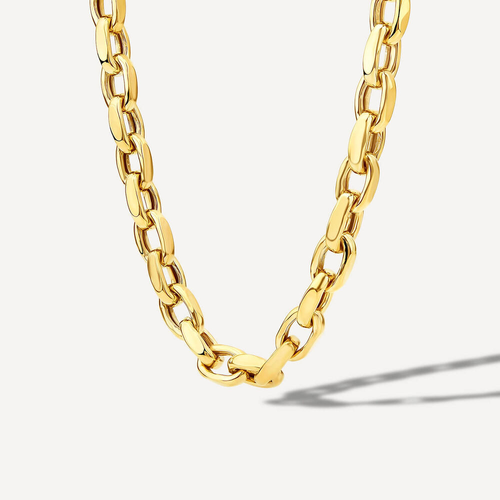 9ct Yellow Gold Diamond Cut Belcher Link Necklet