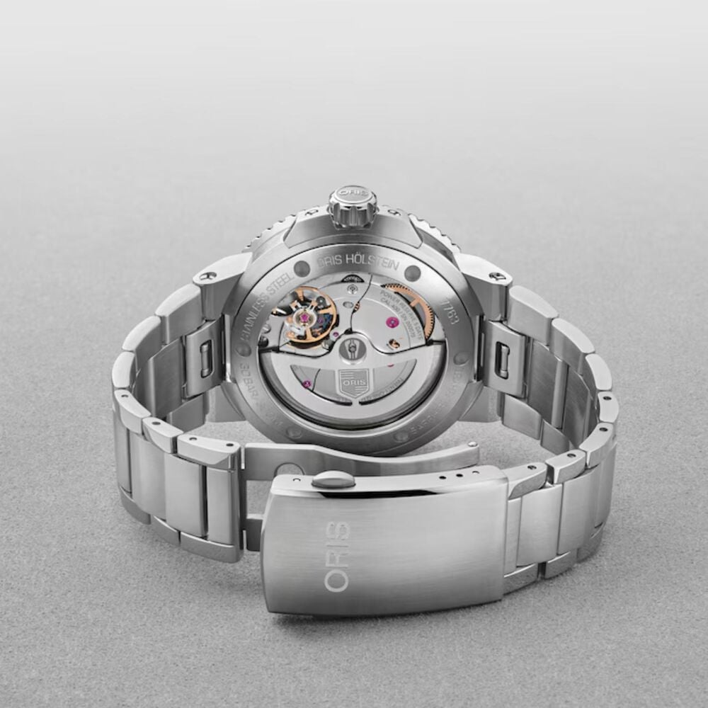 Oris Aquis 43.5mm Calibre 400 Blue Dial Blue Bezel Steel Bracelet Watch image number 2