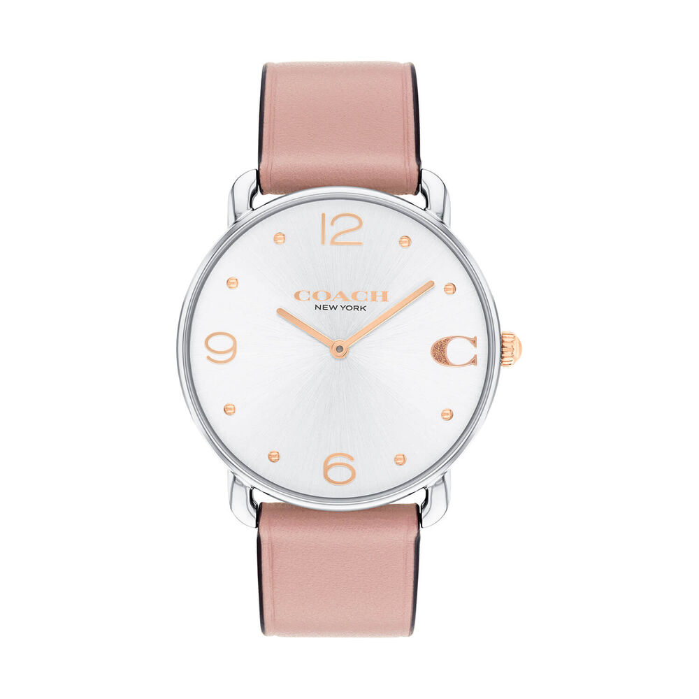 Coach Elliot 36mm Silver Dial Pink Leather Strap Watch