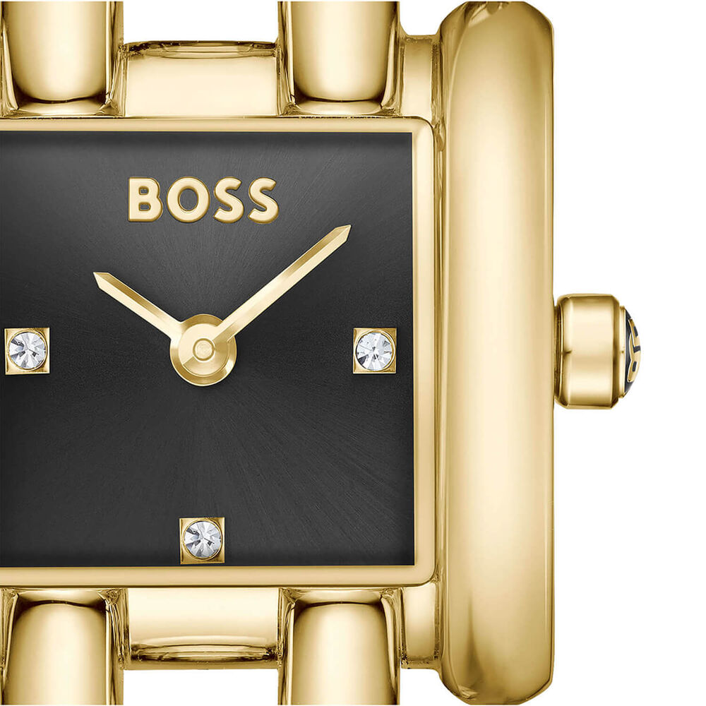 BOSS Violet 21mm Black Dial Gold Tone Steel Bracelet Watch