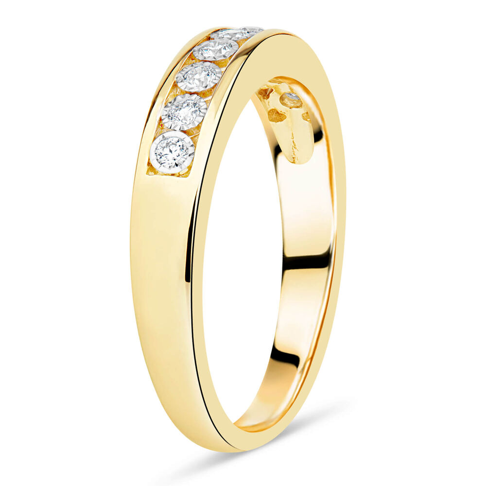 9ct Yellow Gold 0.15ct Diamond Illusion Channel Set Eternity Ring