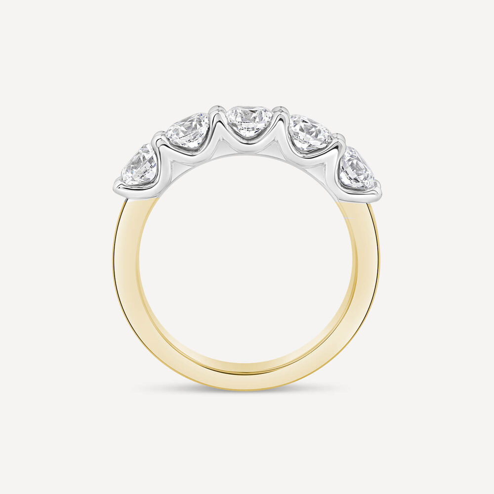 Born 18ct Yellow Gold 2ct Lab Grown 5 Stone Diamond Half Eternity Ring image number 2