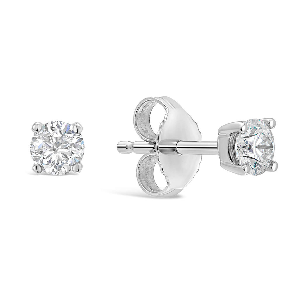 18ct White Gold Princess Cut 0.40ct Diamond Solitaire Earrings image number 1