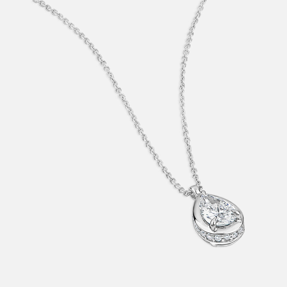 Born Orbit 9ct White Gold Lab Grown 0.82ct Oval Diamond Pendant