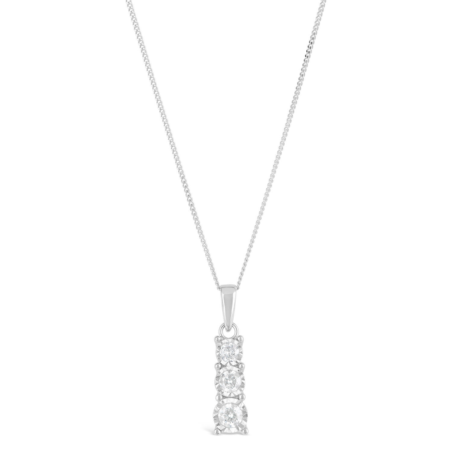 9ct White Gold 0.24ct Diamond Trilogy Pendant at Fraser Hart