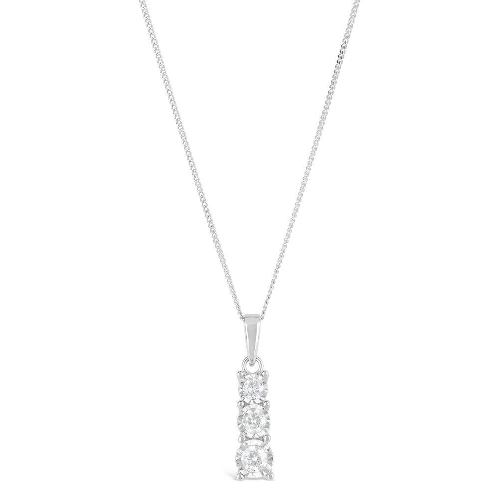 9ct White Gold 0.24ct Diamond Trilogy Pendant