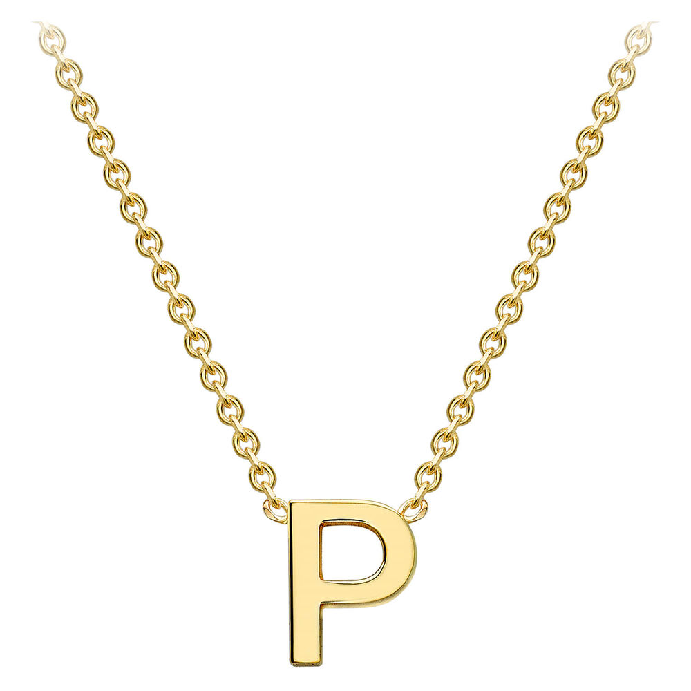 9 Carat Yellow Gold Petite Initial P Necklet (Special Order) image number 1