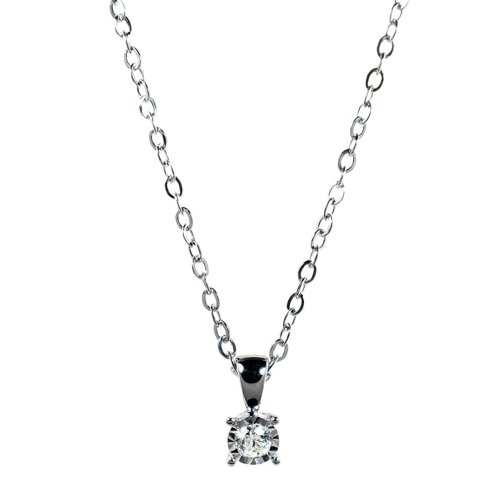 9ct white gold diamond solitaire pendant image number 0