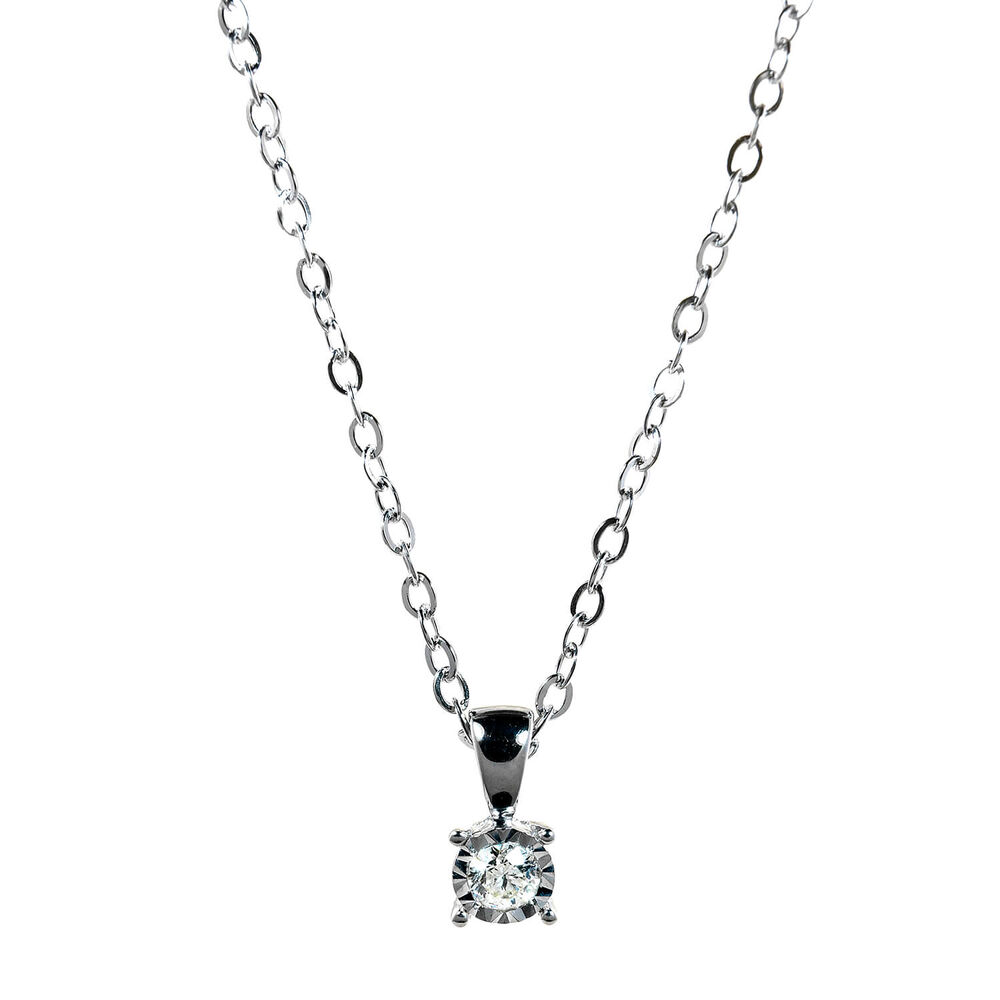 9ct white gold diamond solitaire pendant image number 0