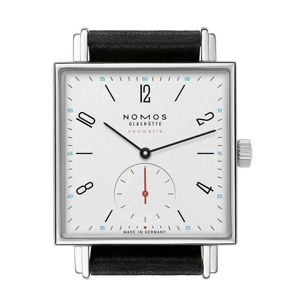 NOMOS Glashutte Neomatik Tetra automatic black leather strap watch image number 0