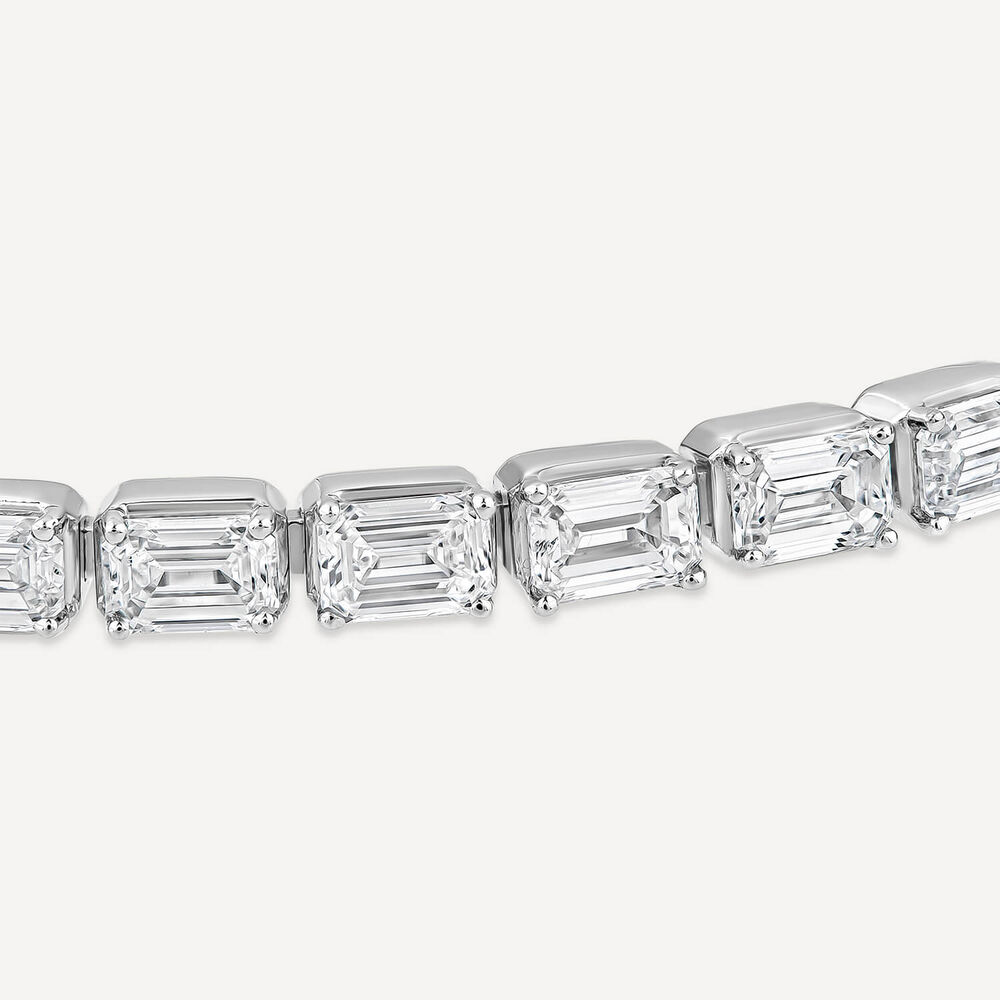 Born 18ct White Gold Lab Grown 7.50ct Diamond Emerald Cut Tennis Style Bracelet image number 2