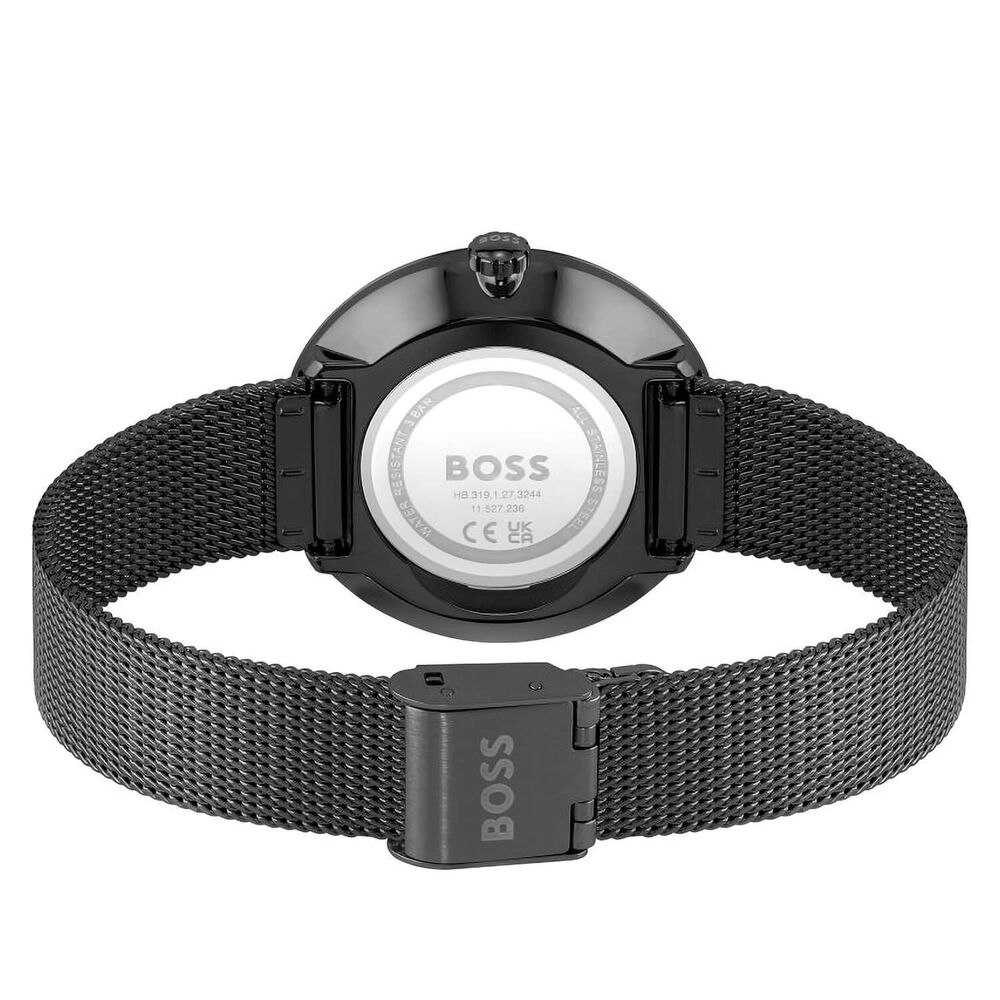 BOSS Praise 36mm Black Cubic Zirconia Dial Black PVD Case Mesh Bracelet image number 1