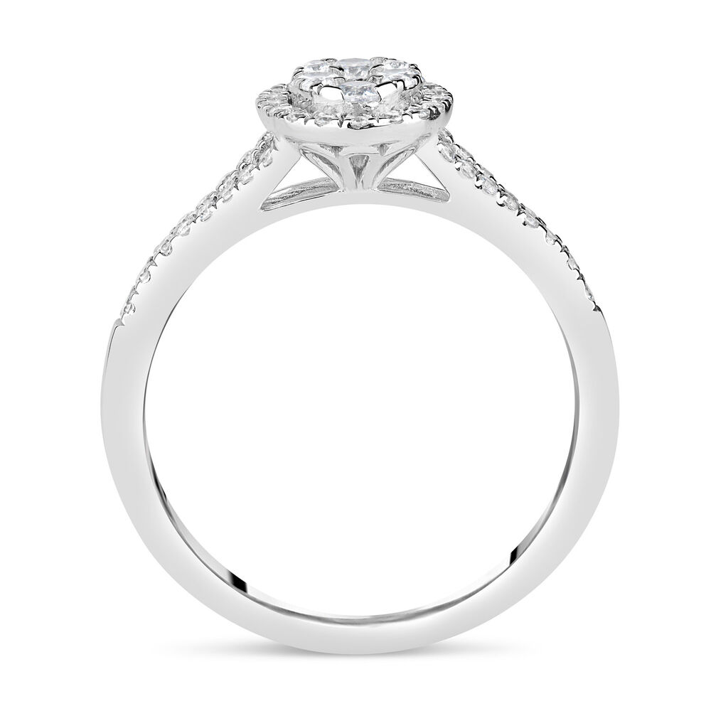 Platinum 0.50ct Diamond Oval Cluster Split Shoulders Ring image number 2