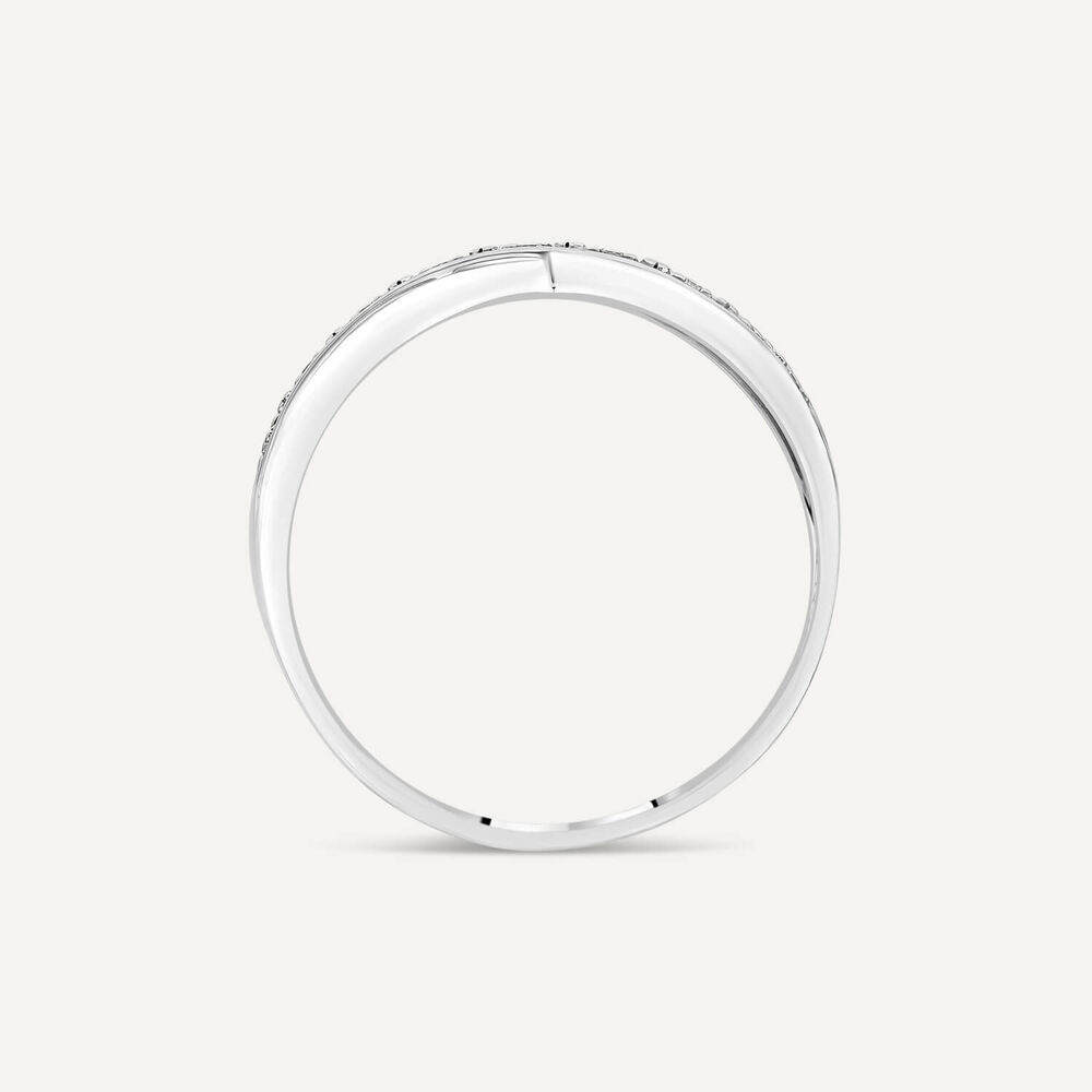 9ct White Gold 0.04ct Pave Diamond Four Strands Crossover Ring image number 3