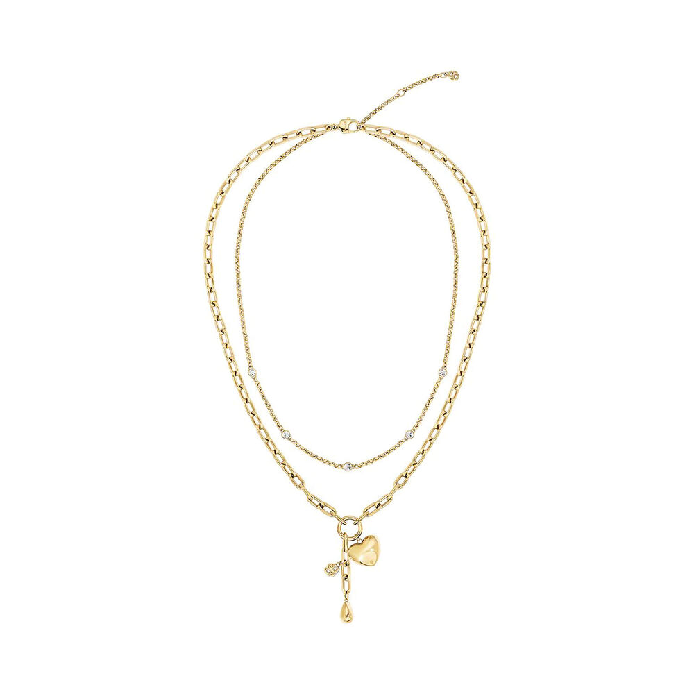 BOSS Amara Gold Tone Ion Plated Stainless Steel Crystal Necklace