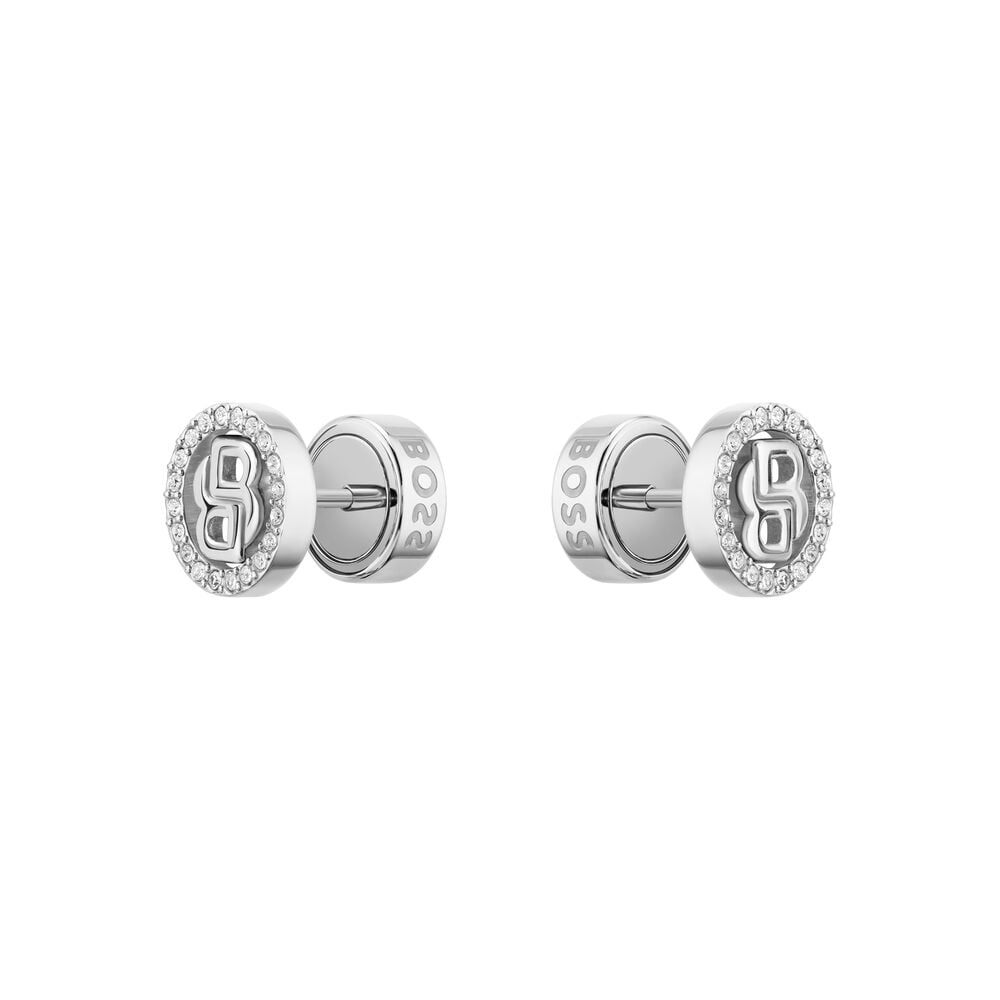 BOSS Double B Divine Silver Tone Stainless Steel Earrings image number 0