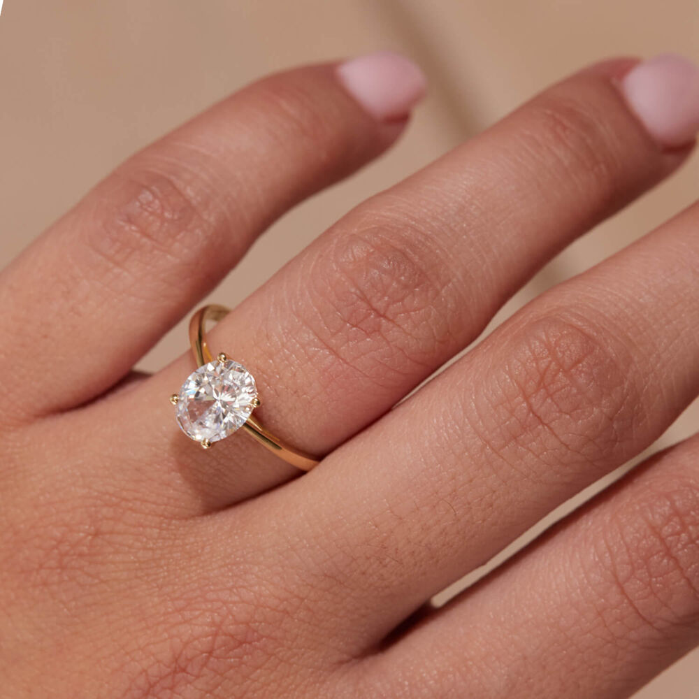 9ct Yellow Gold Oval Cubic Zirconia Promise Ring image number 3