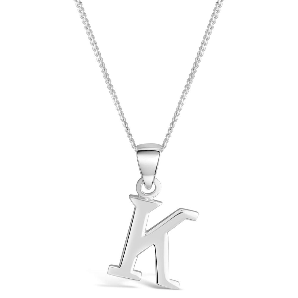 Sterling Silver Block Initial K Pendant image number 0