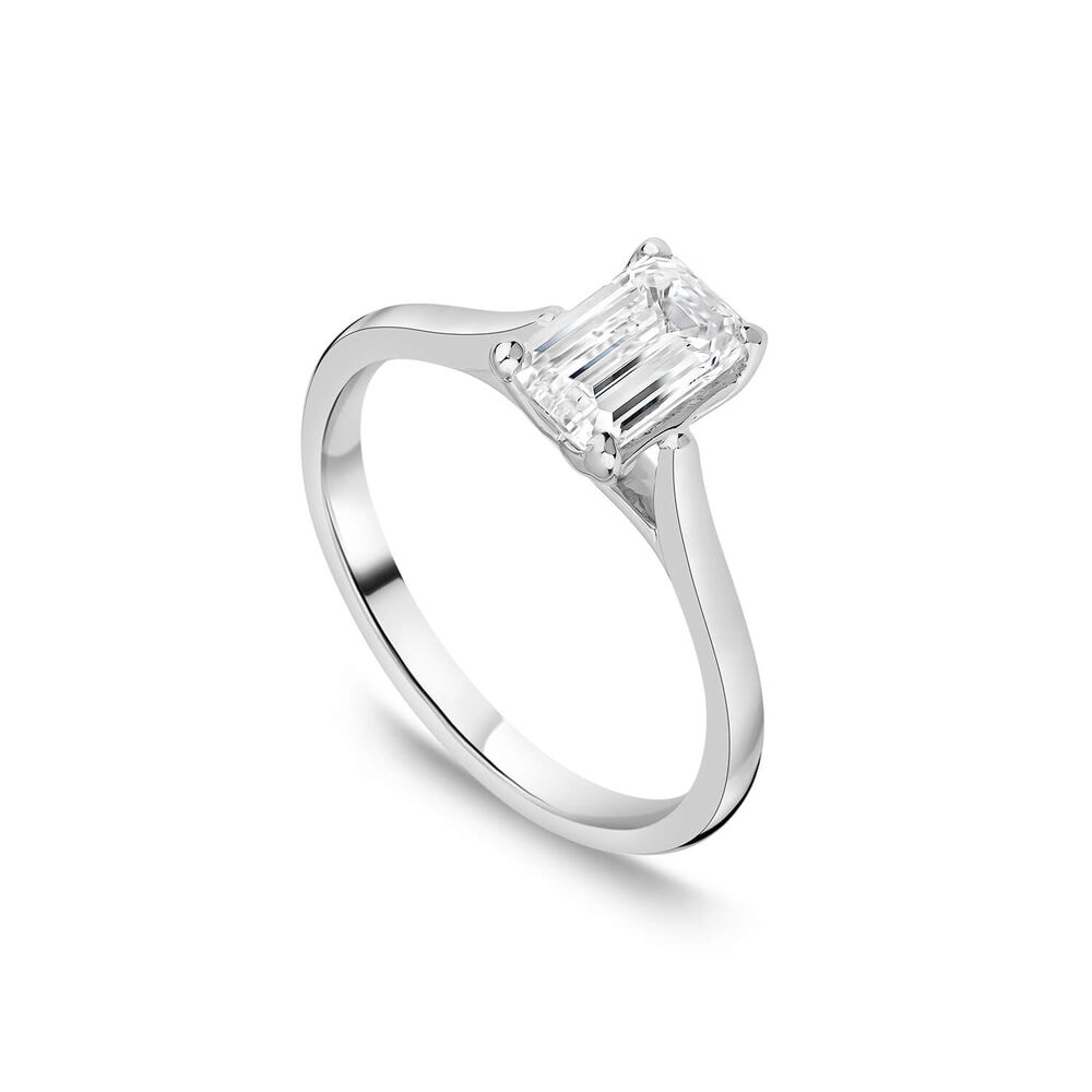 Born Platinum 1ct Lab Grown Emerald Cut Diamond Ring image number 0