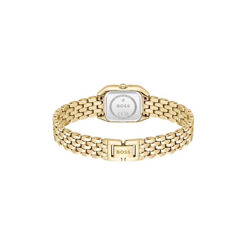 BOSS Mae Petite 22mm Gold Dial Crystal Set Bezel Steel Bracelet Watch