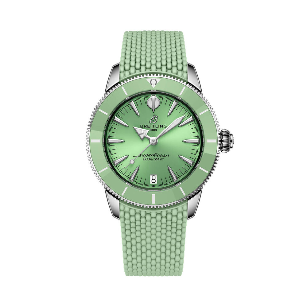 Breitling Superocean Heritage Automatic 36mm Green Dial Mesh Rubber Strap Watch