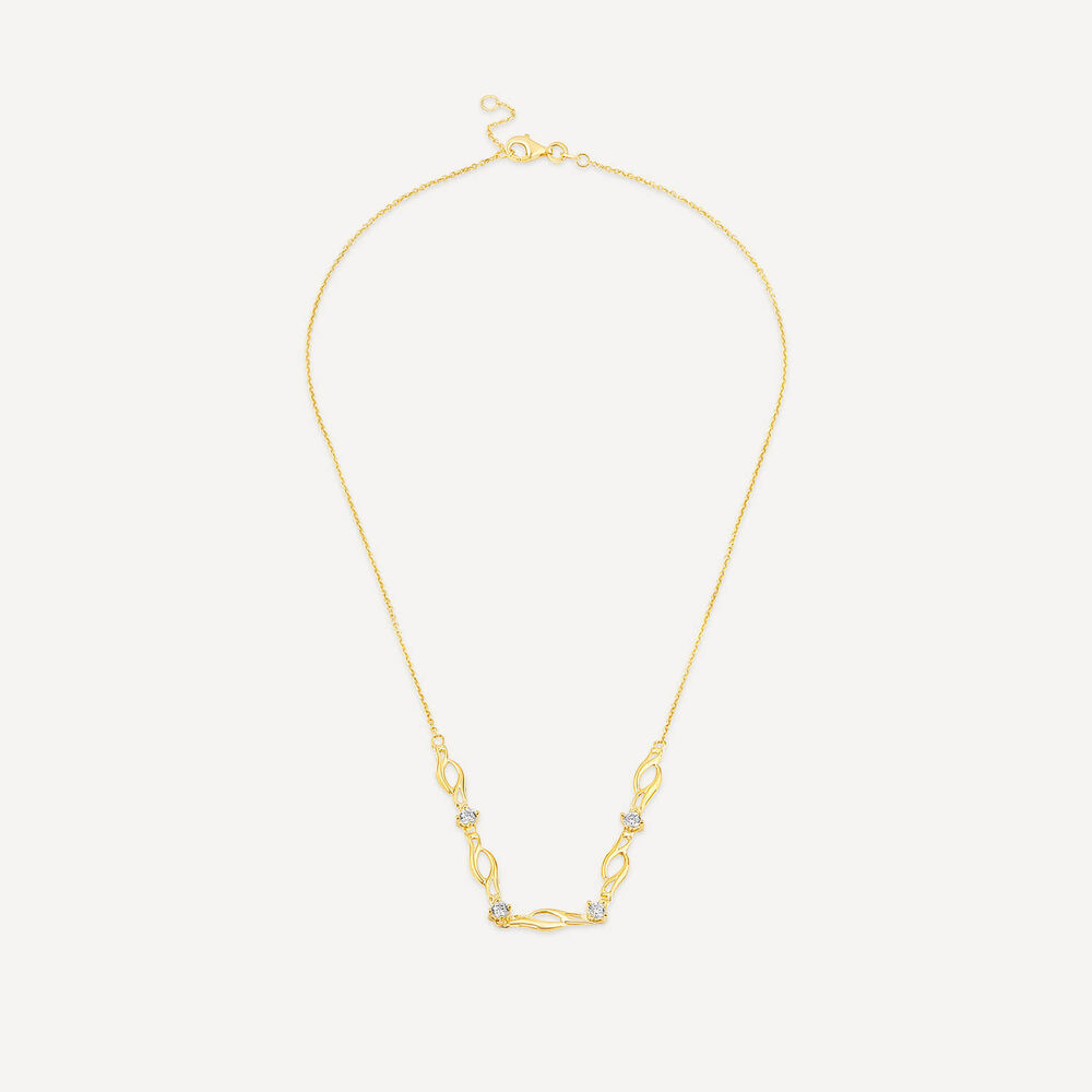 9ct Yellow Gold Cubic Zirconia Set Twist Curve Chain Necklet image number 2
