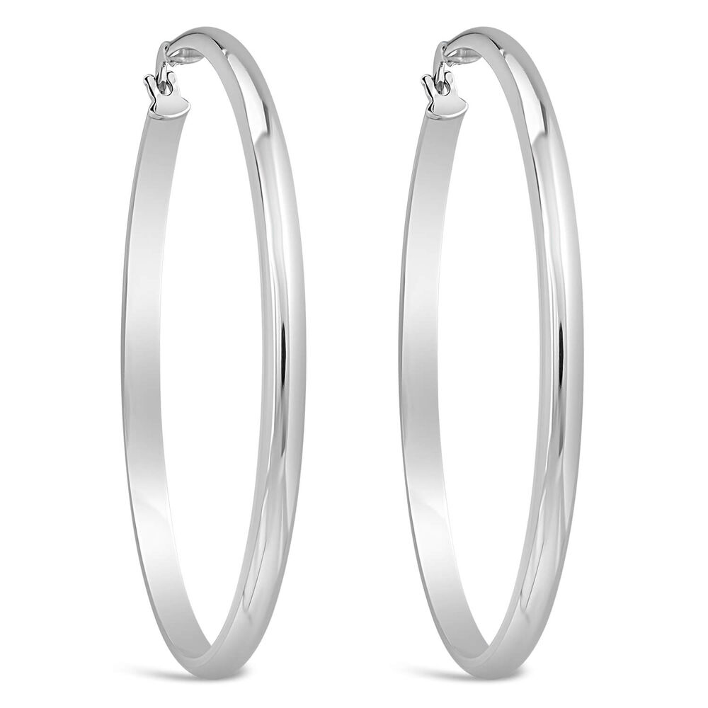 Sterling Silver Plain 40mm Hinged Hoop Earrings