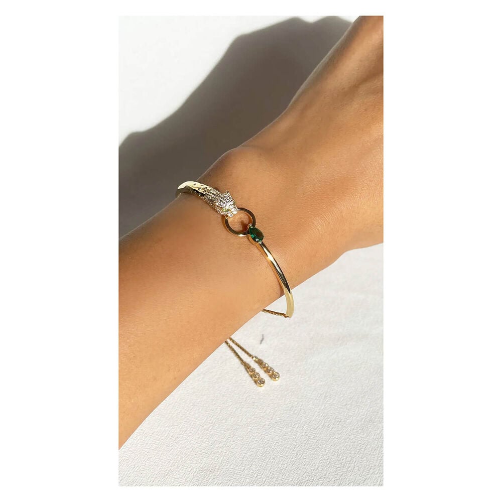 CARAT* London Maumau Yellow Gold Vermeil Cat Head Adjustable Bracelet image number 5