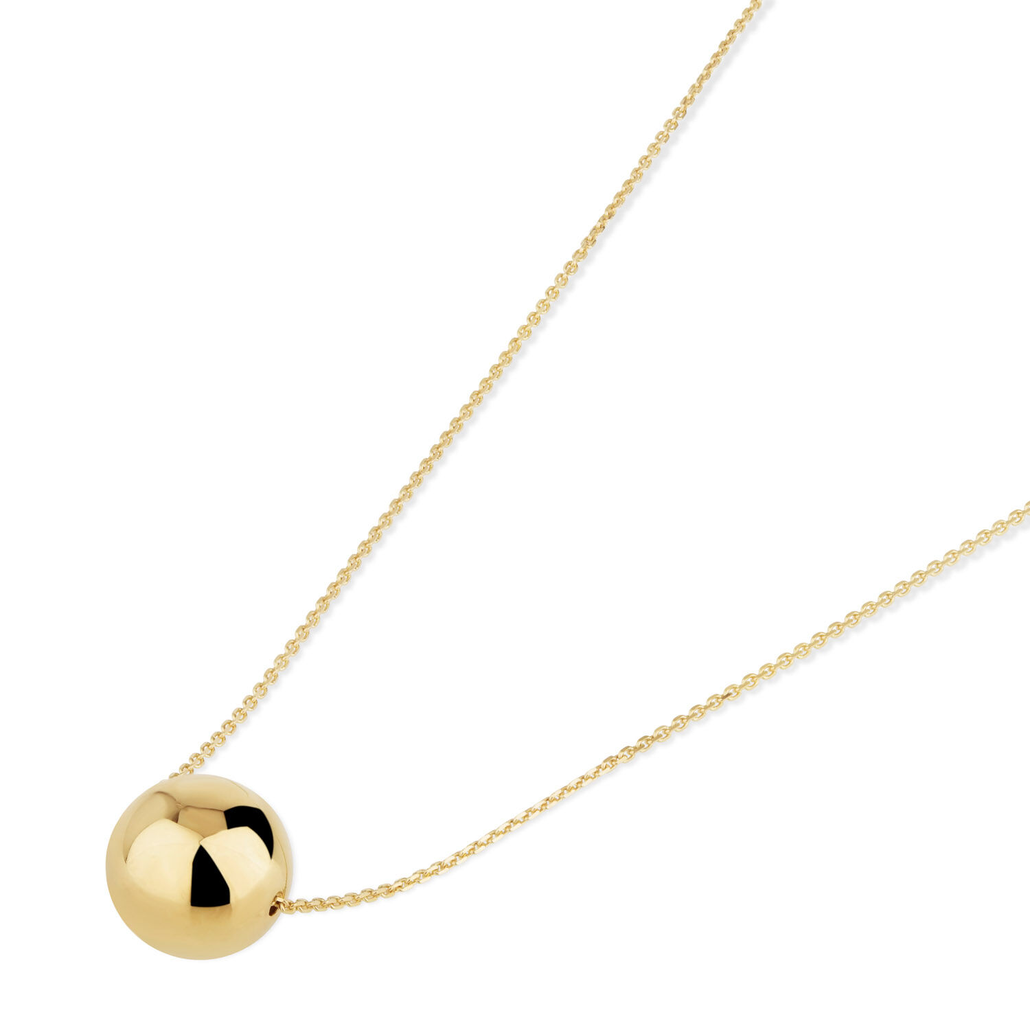 9ct Yellow Gold Ball Pendant (Chain 