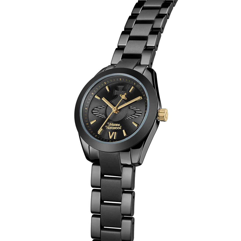 Vivienne Westwood Fenchurch 28mm BlackDial Black PVD Steel Bracelet Watch