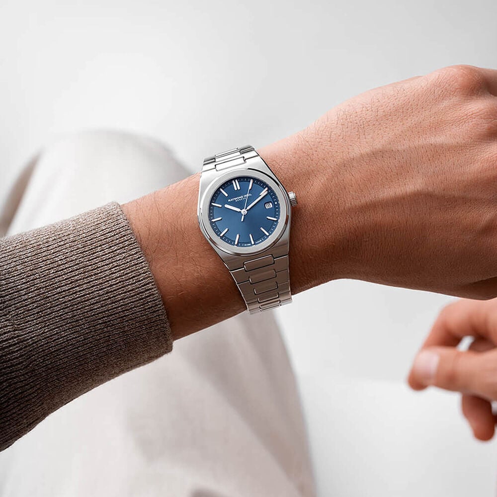 Raymond Weil A.R.T. 38mm Blue Dial Steel Bracelet Watch