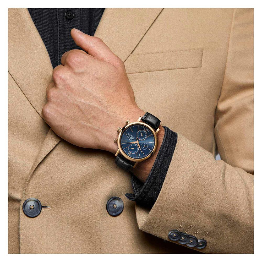 IWC Schaffhausen Portofino Chronograph Blue Dial Black Strap Watch image number 6